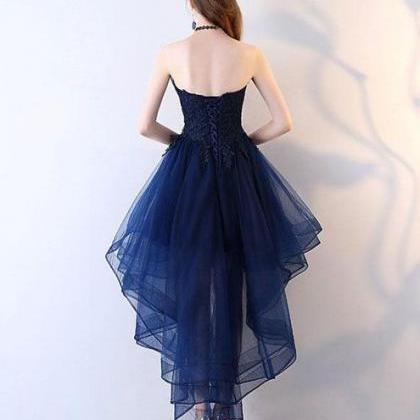 Dark Blue Tulle Short Prom Dress, High Low Evening Dress on Luulla