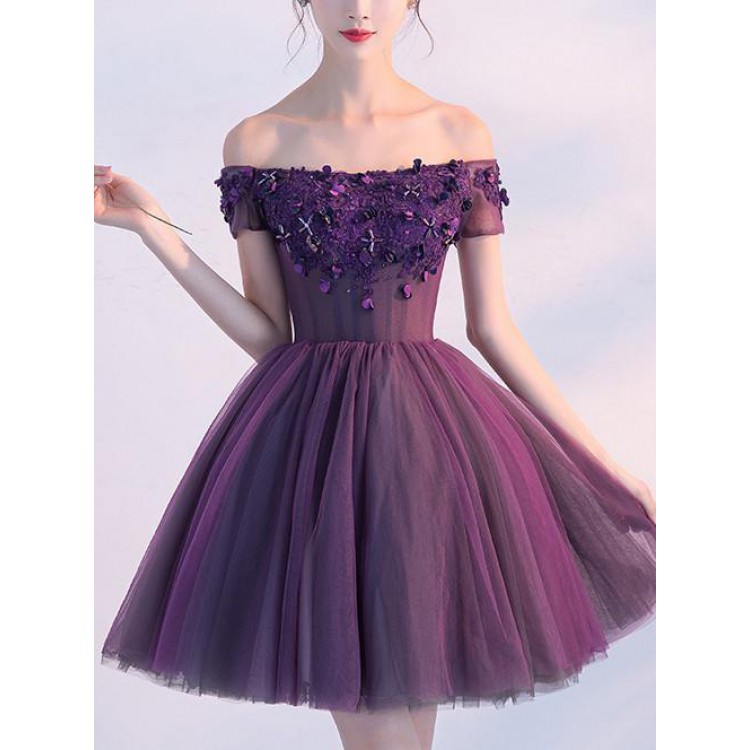 purple short gown
