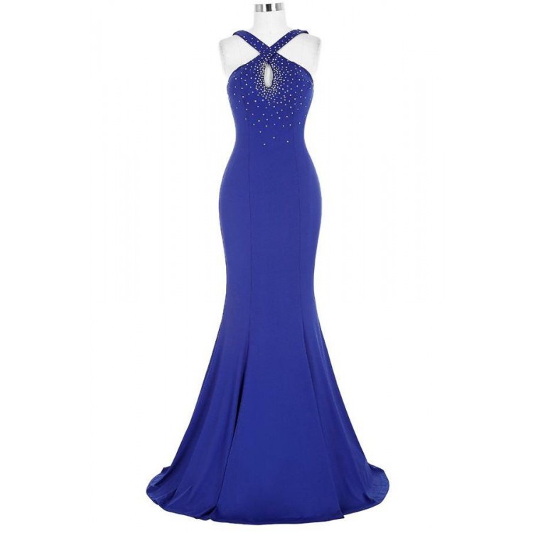 Royal Blue Prom Dresses, Long Prom Dresses, Royal Blue Open Back Long