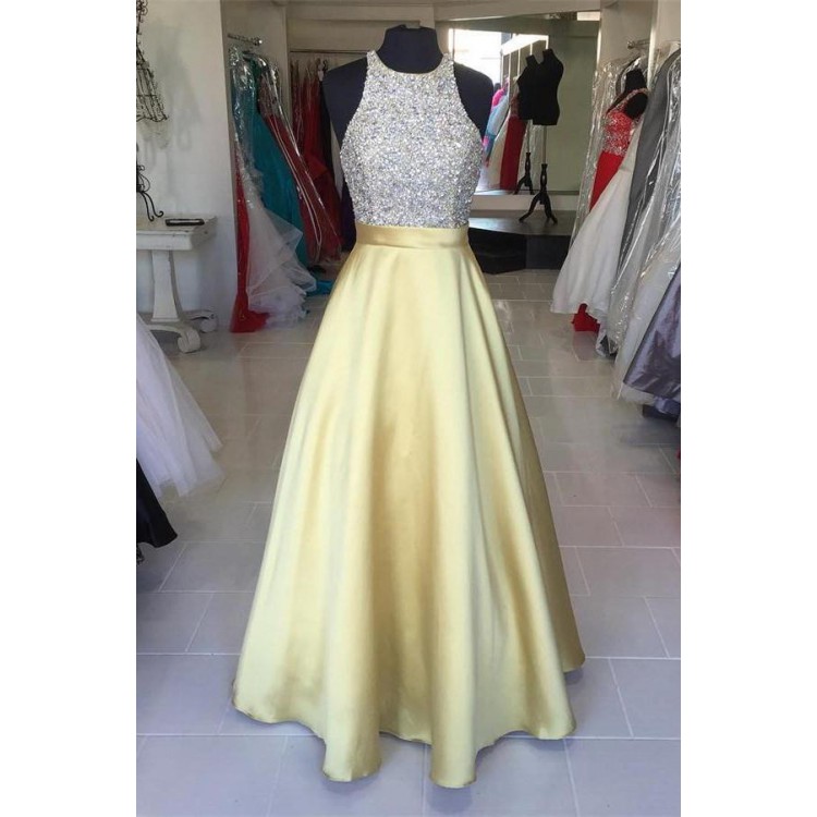 Simple Yellow Long Formal Dresses