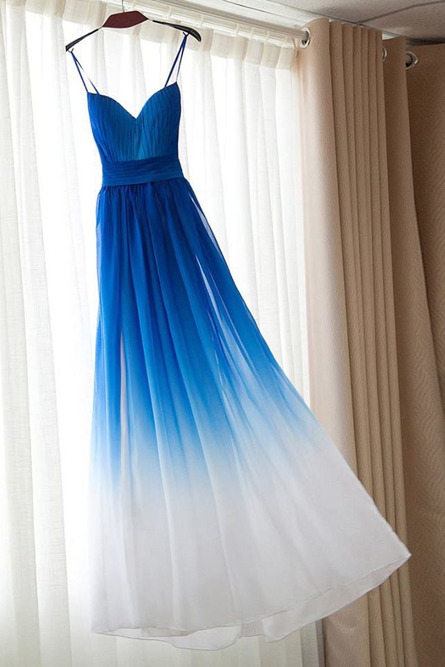 white and royal blue prom dresses