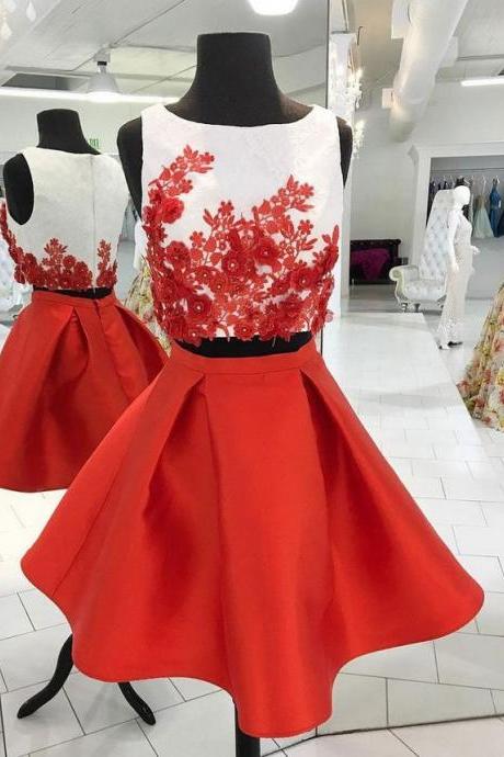 Stunning two piece red sequins short homecoming dress  C1125
